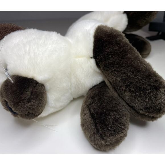 Vintage Aurora Siamese Cat Plush 12” Brown White Stuffed Animal Laying Realistic - Picture 7 of 12